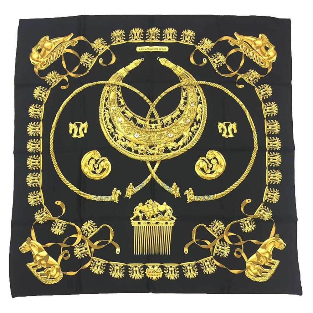 Hermes Authentic Black Silk Scarf Hermes Authentic Black Silk Scarf